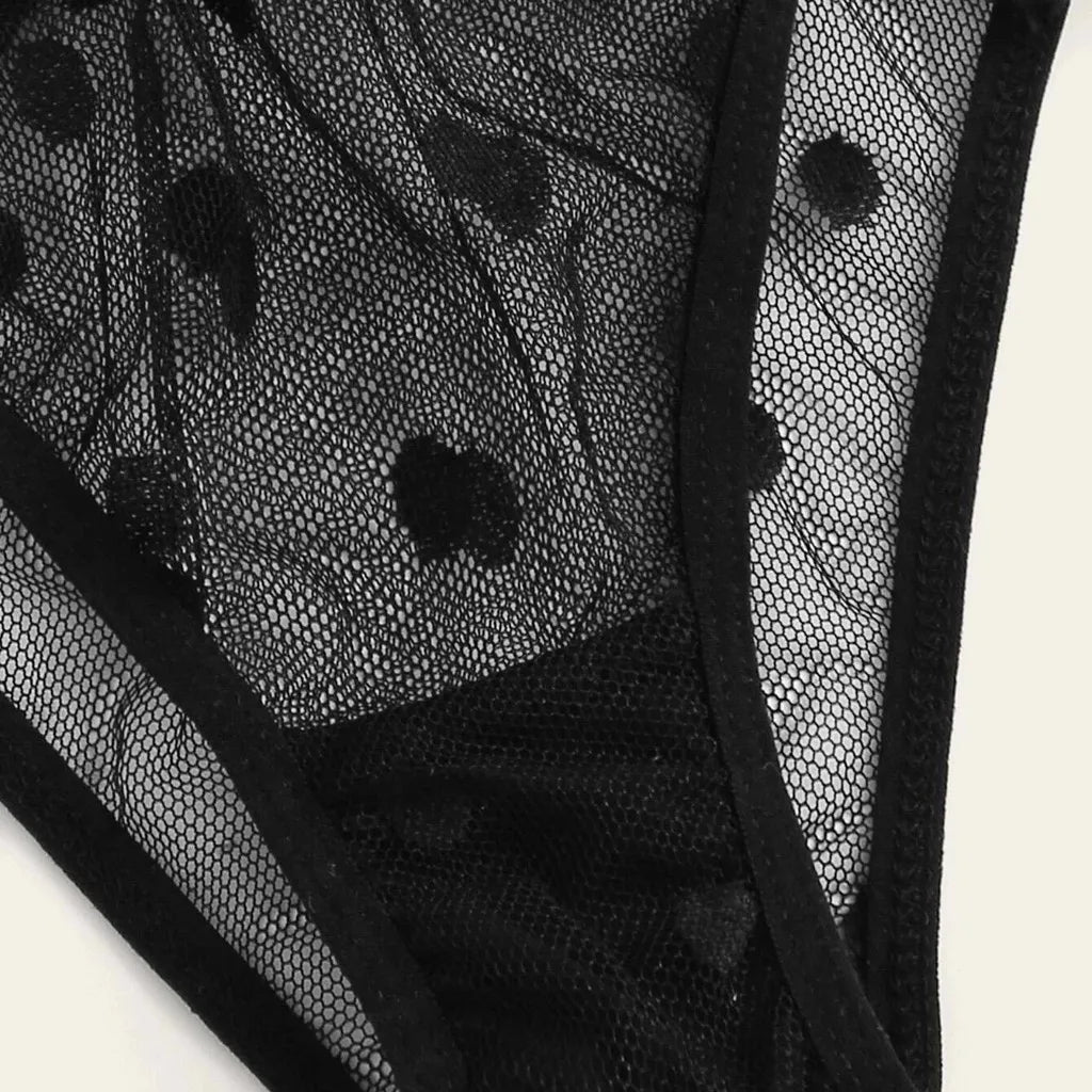 Polka Dot Noir Lace Set