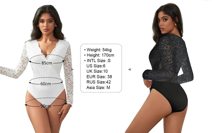 Radiant Serenity Lace Long Sleeved Bodysuit