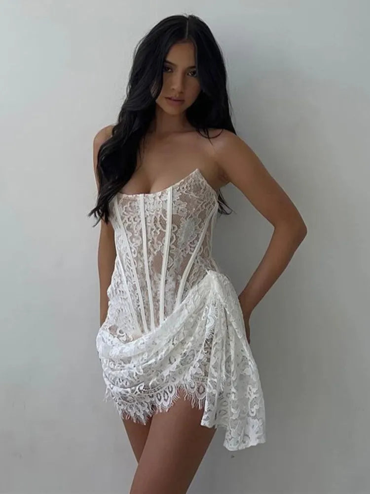 Lace Off-Shoulder Sexy Mini Dress