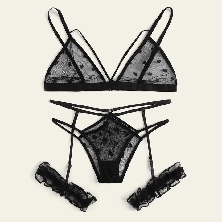 Polka Dot Noir Lace Set