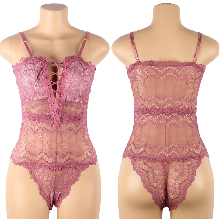 Goddess Glow Lace-up Translucent Bodysuit