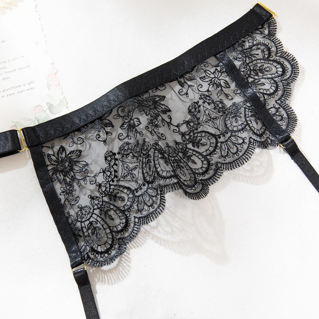 Noir Desire Garter Lingerie Set