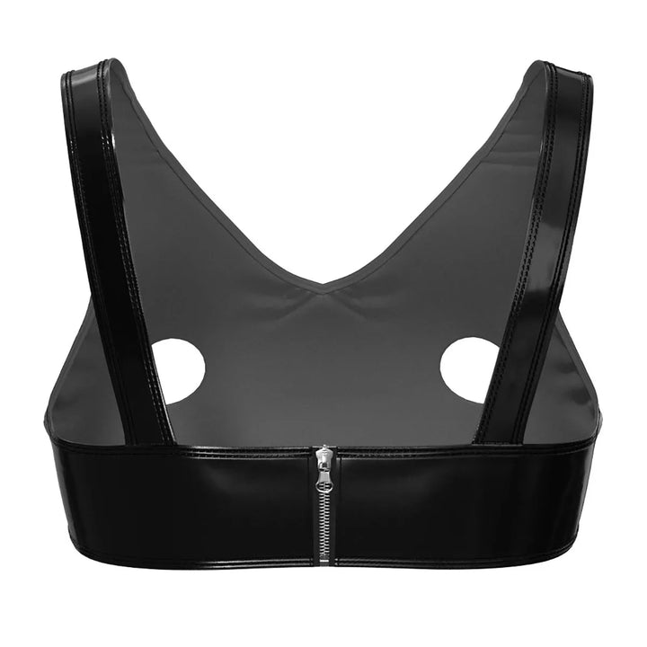 Glossy Open-Bust Leatherette Bralette