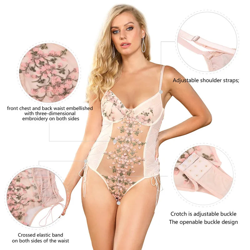 Floral Bloom Translucent Bodysuit