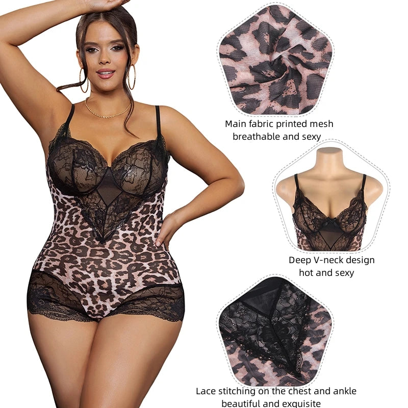 Leopard Allure Lacy Bodysuit