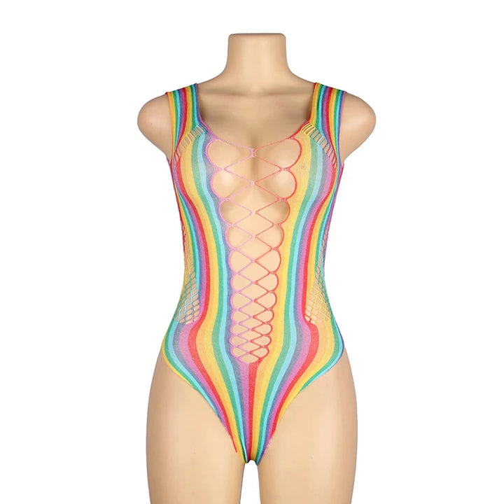 Enchanted Rainbow Fishnet Bodysuit