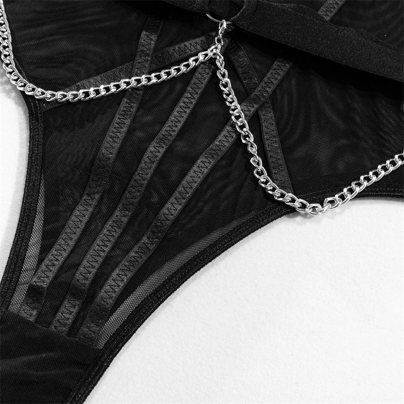 Enigma Wonder Translucent Bodysuit With Curvy Chains