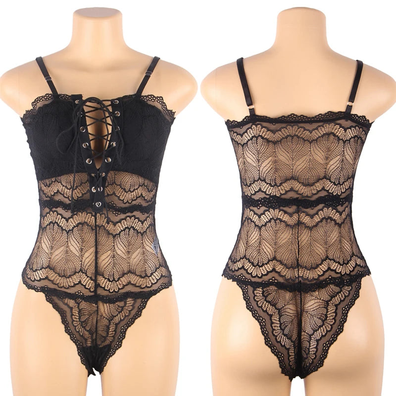 Goddess Glow Lace-up Translucent Bodysuit