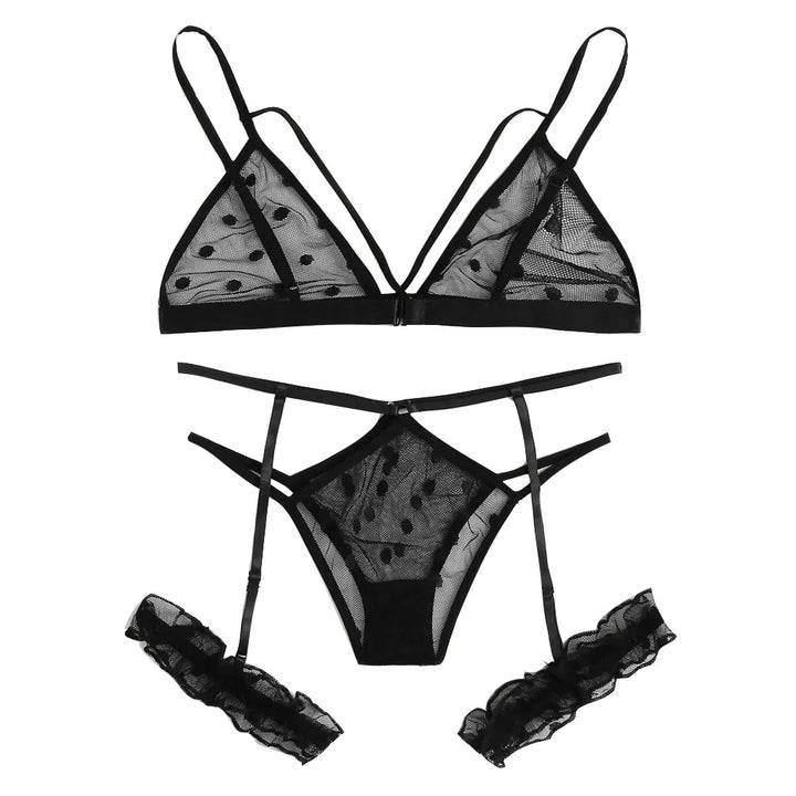 Polka Dot Noir Lace Set