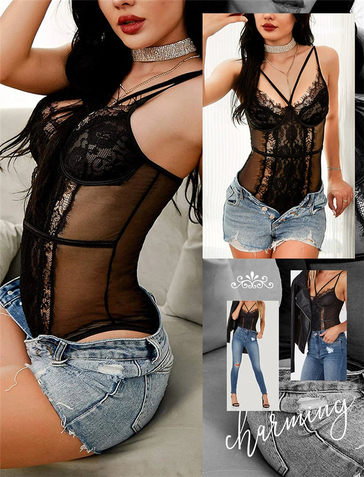 Seduction Reverie Eyelash Lacy Bodysuit