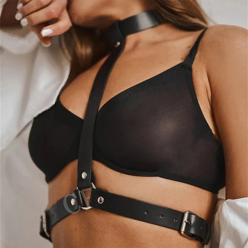 Adjustable Waist & Neck Harness (PU Leather)