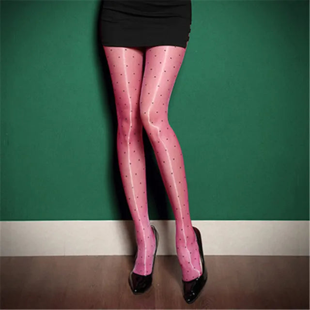 Polka Shiny Crotchless Hosiery