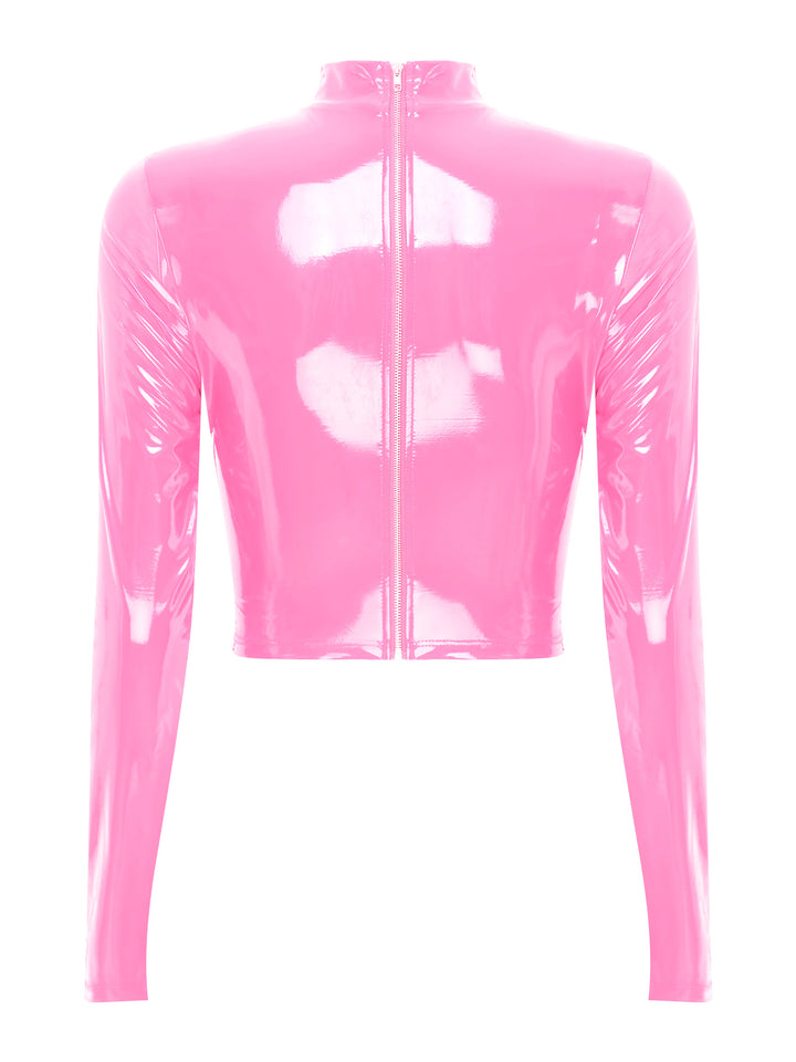 Glossy Hollow Out Latex Top