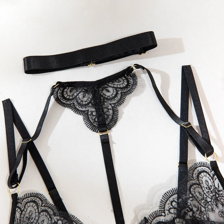 Noir Desire Garter Lingerie Set