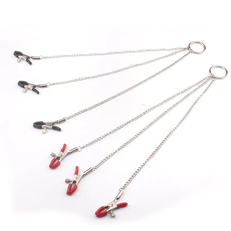 Collier Choker En Cuir Avec Pinces à Seins - Style Bondage, Neuf Sans Marque