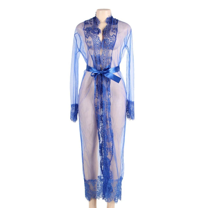 Mystic Fantasy Lacy Frills Delight Translucent Femme Long Night Robe