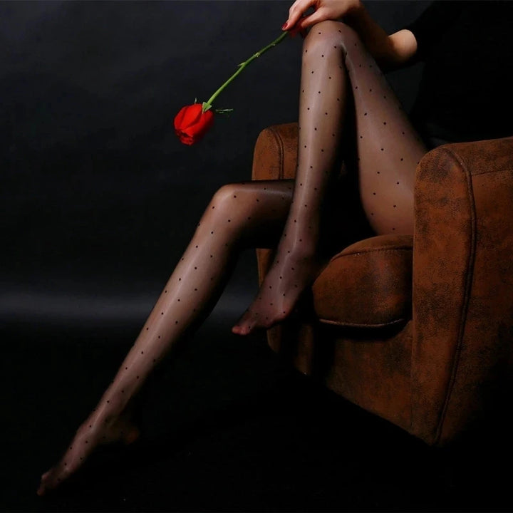 Polka Shiny Crotchless Hosiery