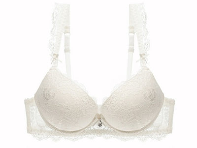 Comfortable Slight Push Up Bra With Dainty Cloud-Shaped Lace