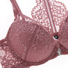 Floral Lace Back With Y-Line Straps And Eyelash Front Clasp Bra And Panty Set
