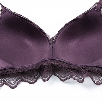 Deep-V Wire free Bra With Seamless Lace Translucent Panties