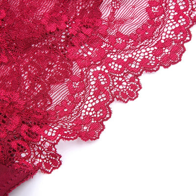 Teaser Style Lace Breathable Bra With Matching Panties, Garter and Stockings