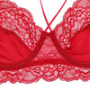 Lovely Floral Lace 3/4 Cup Bra + High Waist Panties + Thong 3Pc Set