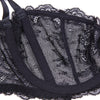 Translucent Lace Ribbon Design Half Cup Bra & Thong Set