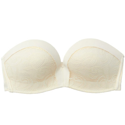 Intricate Strapless Wire Free Bra Adorned With Sexy Lace