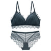 Deep-V Wire free Bra With Seamless Lace Translucent Panties
