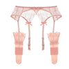 Floral Lacy Y-Split Garter With Stockings Set