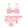 Lovely Floral Lace 3/4 Cup Bra + High Waist Panties + Thong 3Pc Set
