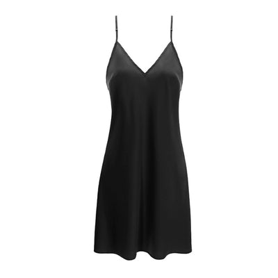 Deep-V Plunge Back Silky Sleeveless Nightgown