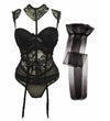 Cleopatra Style Body Vest Lingerie With Garters + Stockings
