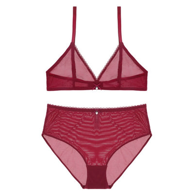 Translucent See-Thru Yarn Bra With Matching High Waist Panties