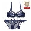 Intricate Floral Lace Bra + Panty + Thong 3pcs set