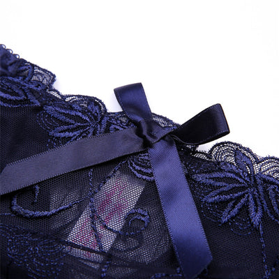 Intricate Floral Lace Bra + Panty + Thong 3pcs set