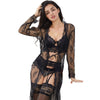 Lacy Lingerie 7 Pc Set With Y-Line Straps + Brassiere + Panties + Garters + Stockings