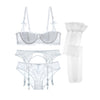 Comfortable Lace Half Cup Bra With Push Up & 4 Pcs Set