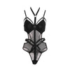 Playful Strappy Bodysuit With Sheer Translucent Midriff