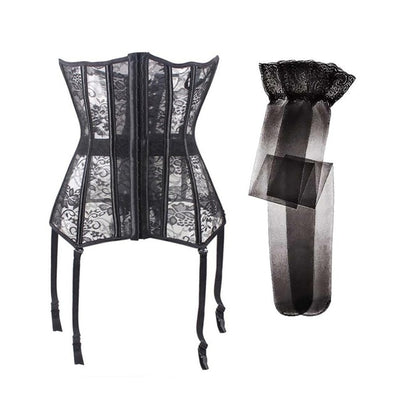 Embroidered Intricate Corset With Matching Stockings