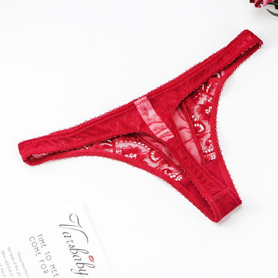 Charming Embroidered Half Cup Brassier + Matching Embroidered Thong + Garter + Stockings 4Pc Set