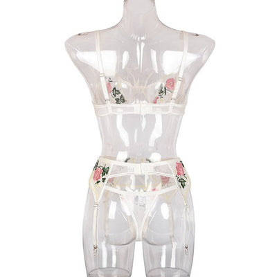 Embroidered Roses Translucent Two Piece