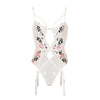 Embroidered Roses Translucent One-Piece