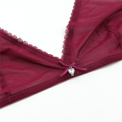 Translucent See-Thru Yarn Bra With Matching High Waist Panties