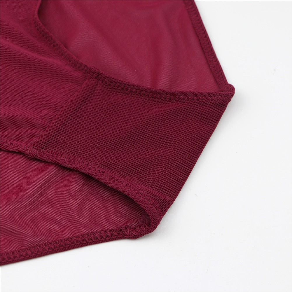 Translucent See-Thru Yarn Bra With Matching High Waist Panties