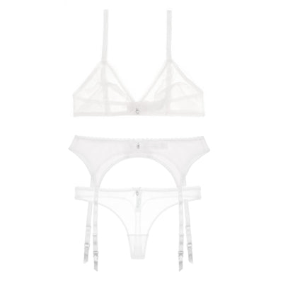 Ultra Thin See-Through 3/4 Cup With Garters & Thong