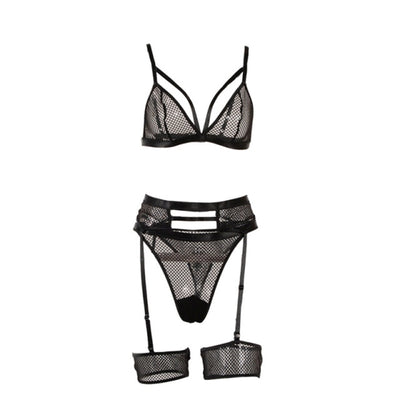 Soft Lace Ultra-Thin 3 Piece Suit With Garter And Thigh Straps