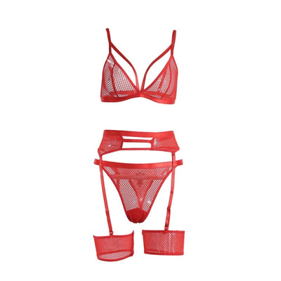Soft Lace Ultra-Thin 3 Piece Suit With Garter And Thigh Straps