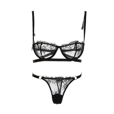 Teaser Style Lace 1/2 Cup Bra & Thong