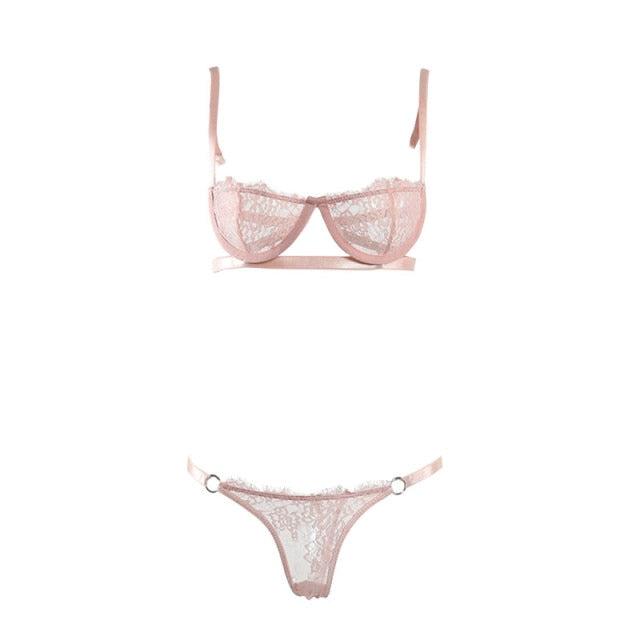 Teaser Style Lace 1/2 Cup Bra & Thong – NaughtyTrove